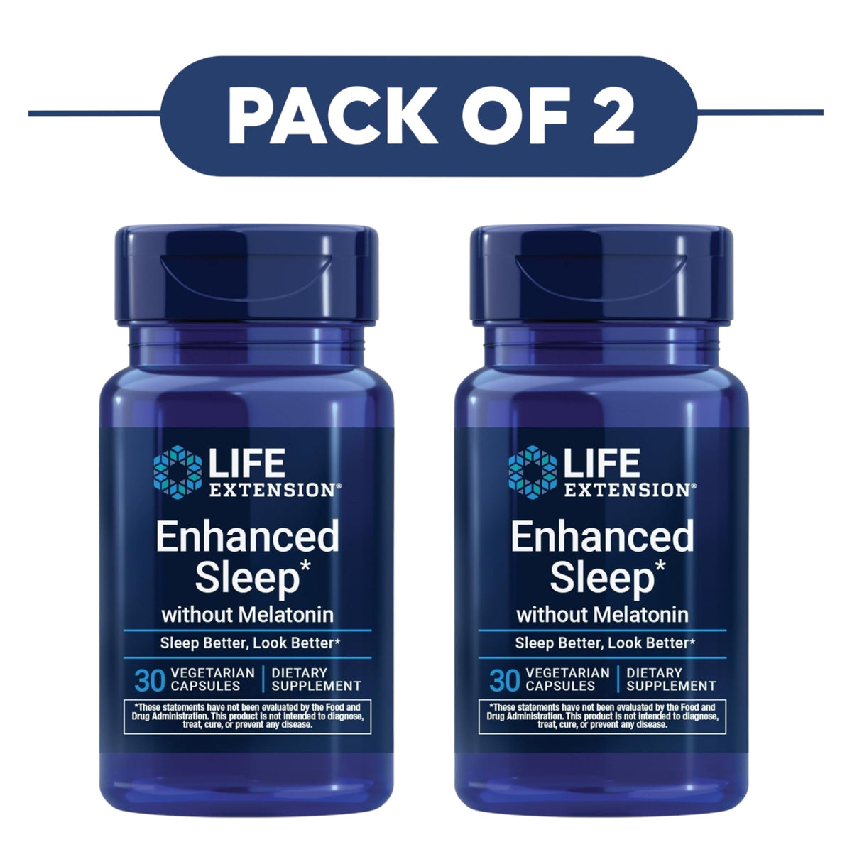 Life Extension Enhanced Sleep Without Melatonin 30 Veg Caps Pack of 2