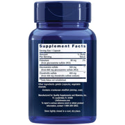 Life Extension Glucosamine Chondroitin capsules bottle packaging showing supplement facts and ingredients, no flavour, 90 capsules