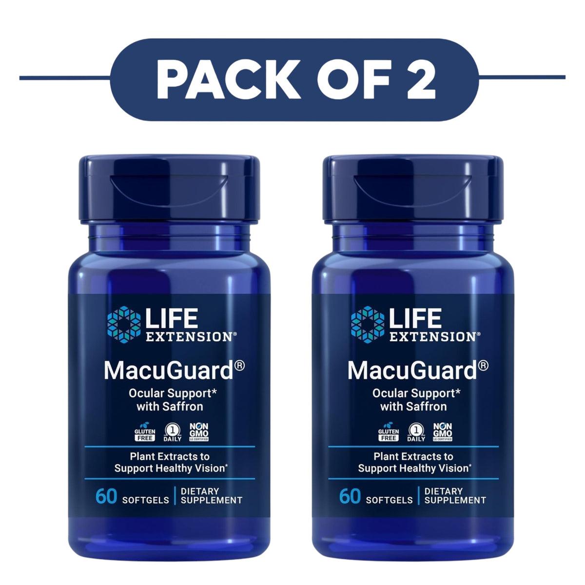 Life Extension MacuGuard with Saffron 60 Softgels Pack of 2
