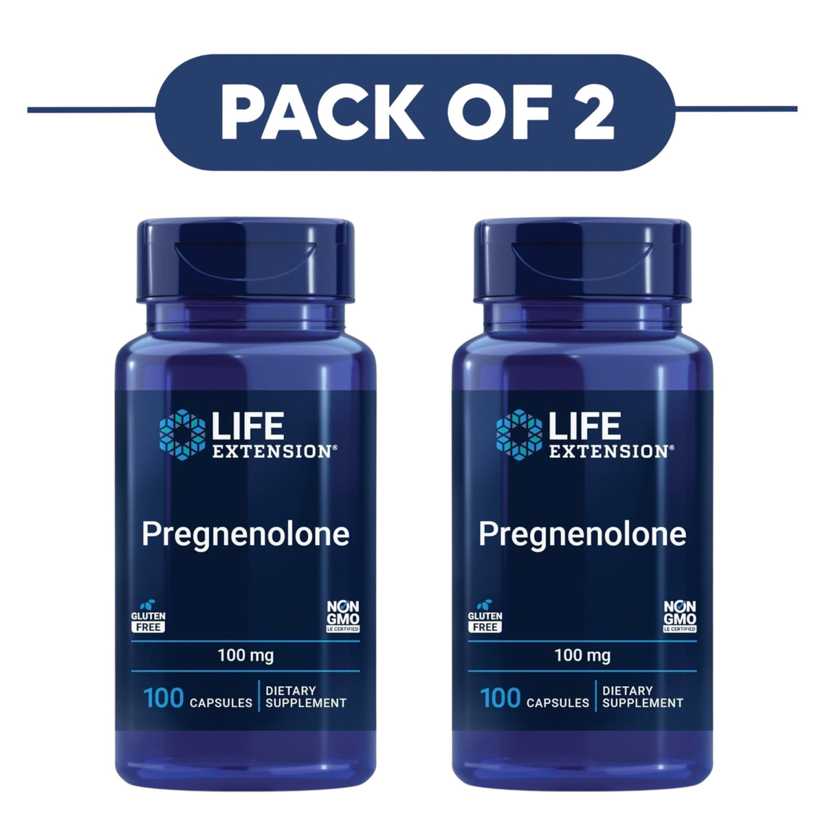 Life Extension Pregnenolone 100mg 100 Capsules Pack of 2
