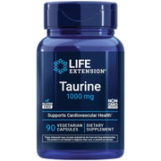 Life Extension Taurine 1000mg vegetarian capsules blue bottle packaging, no flavour, 90 capsules
