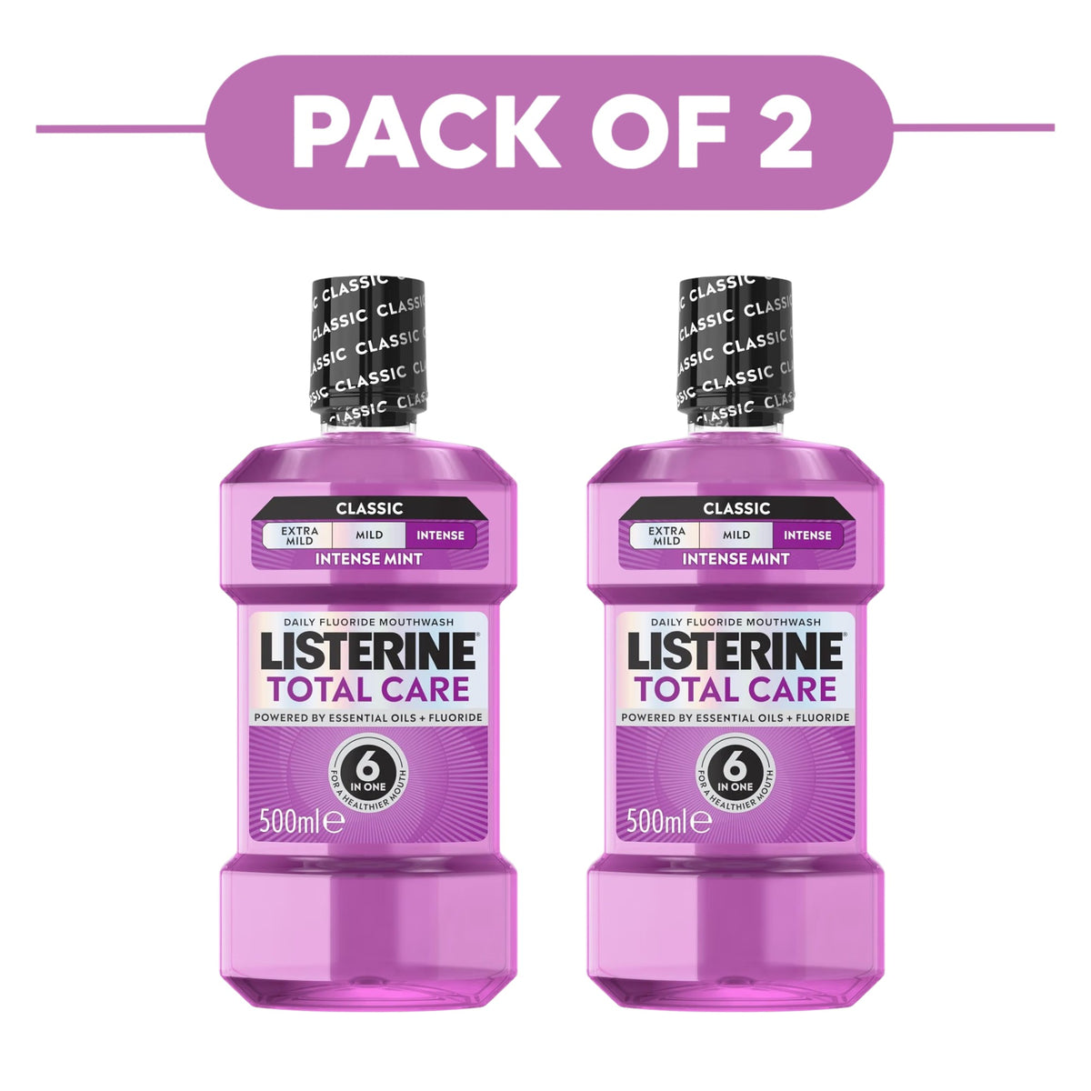 Listerine Total Care Intense Mint Mouthwash 500ml Pack of 2