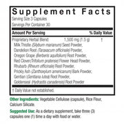 Nature’s Answer Herbal Combination Capsules 90 count supplement facts label on a white background