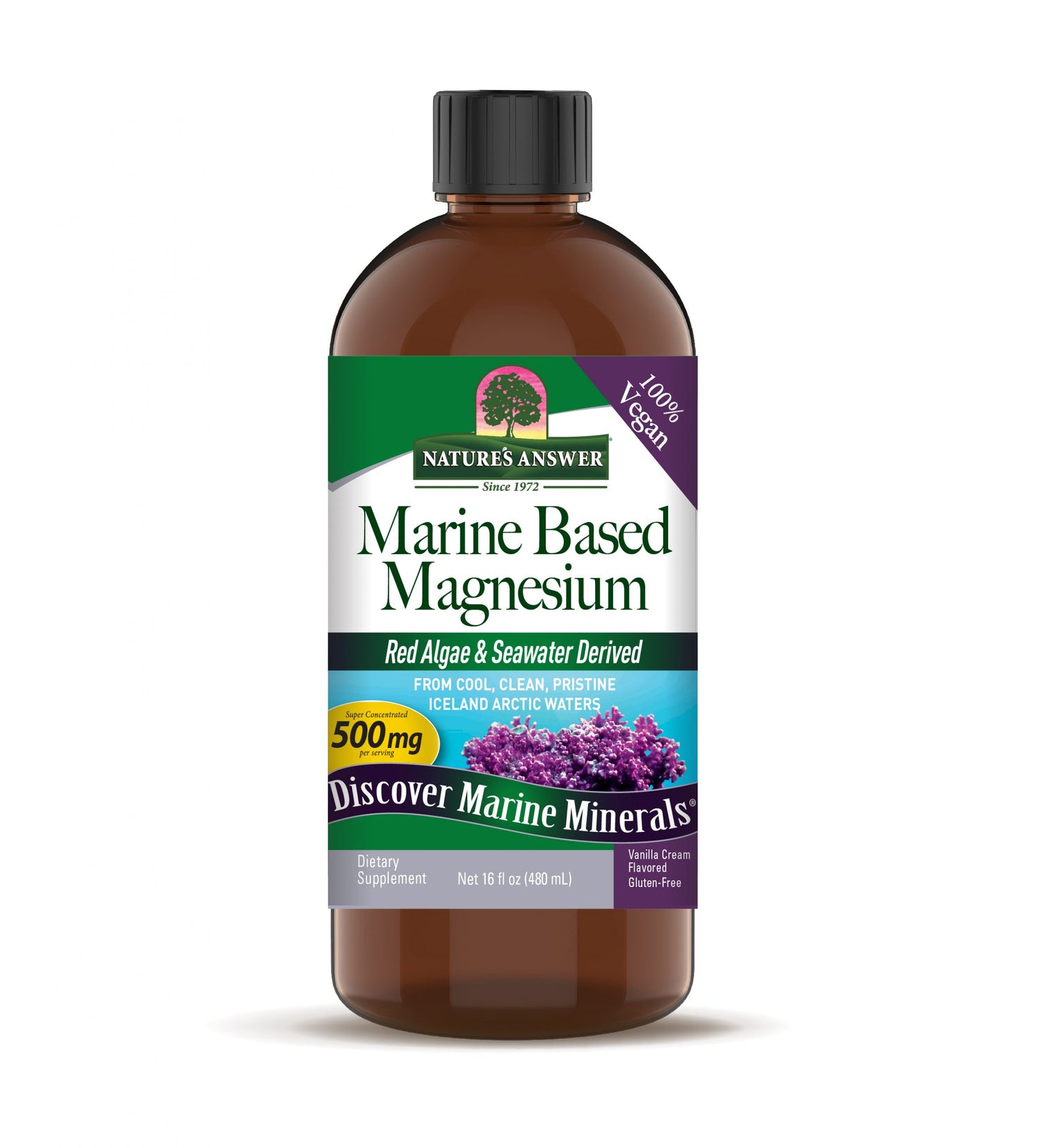 Nature’s Answer Marine Calcium Magnesium Liquid Vanilla Cream 480ml bottle front view