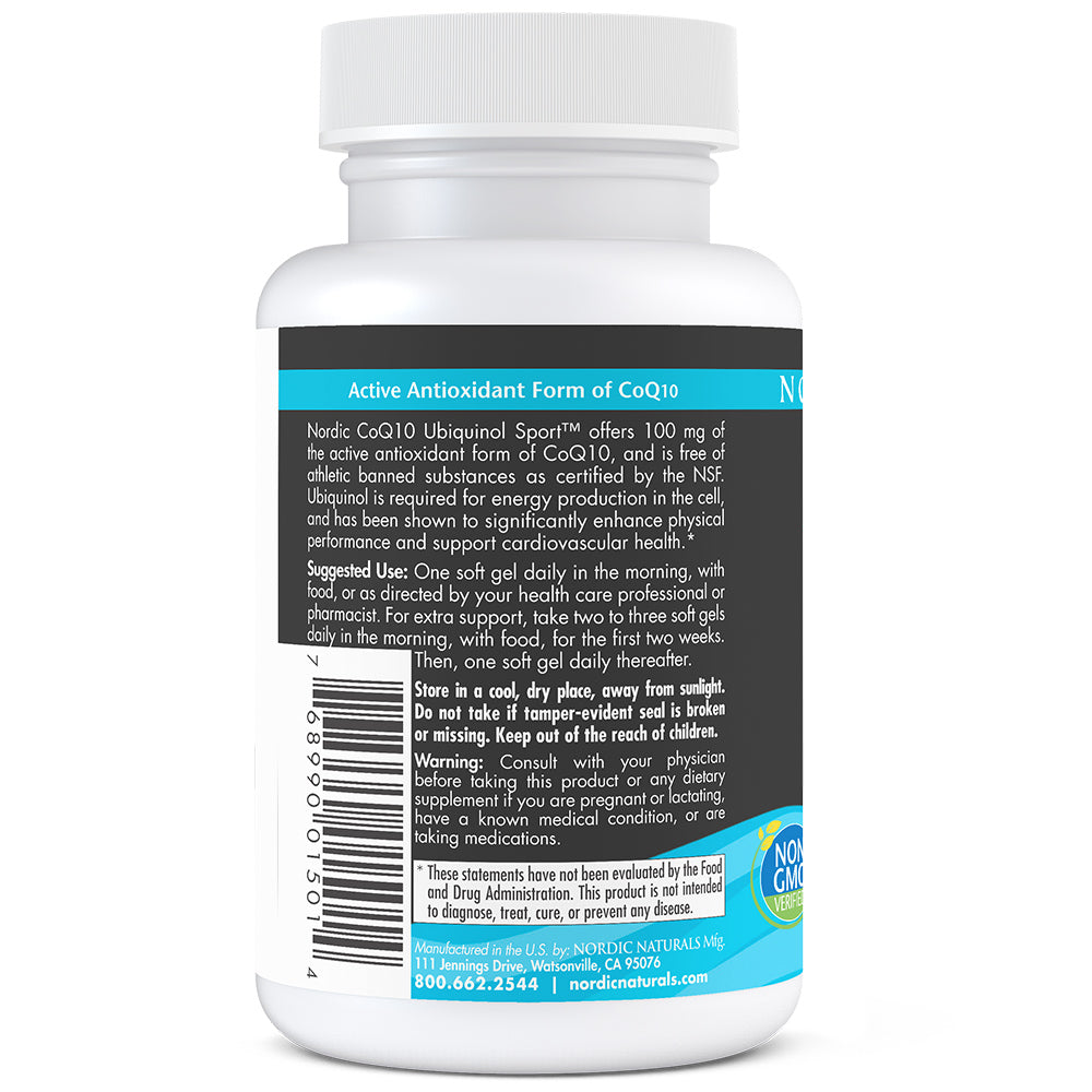 Supplement facts and NSF Certified for Sport certification details.