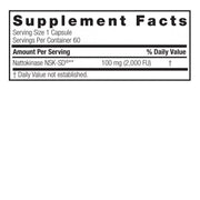 Nature’s Answer NSK-SD Nattokinase 60 capsules supplement facts label