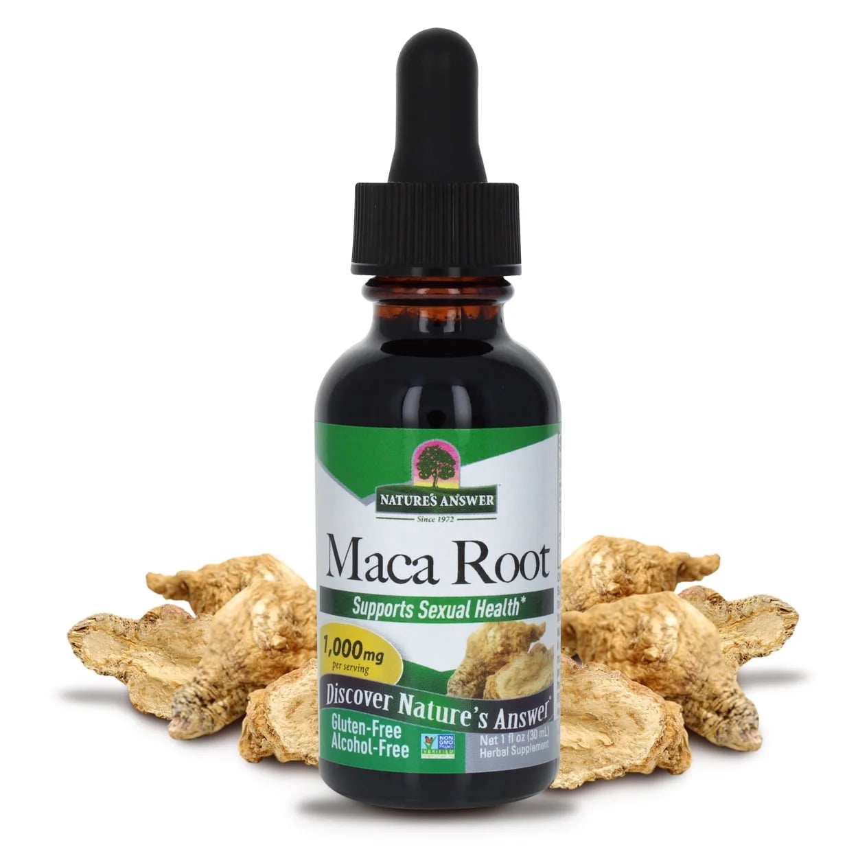Nature’s Answer Maca Root Liquid Extract Alcohol-Free 30ml bottle front view on a white background