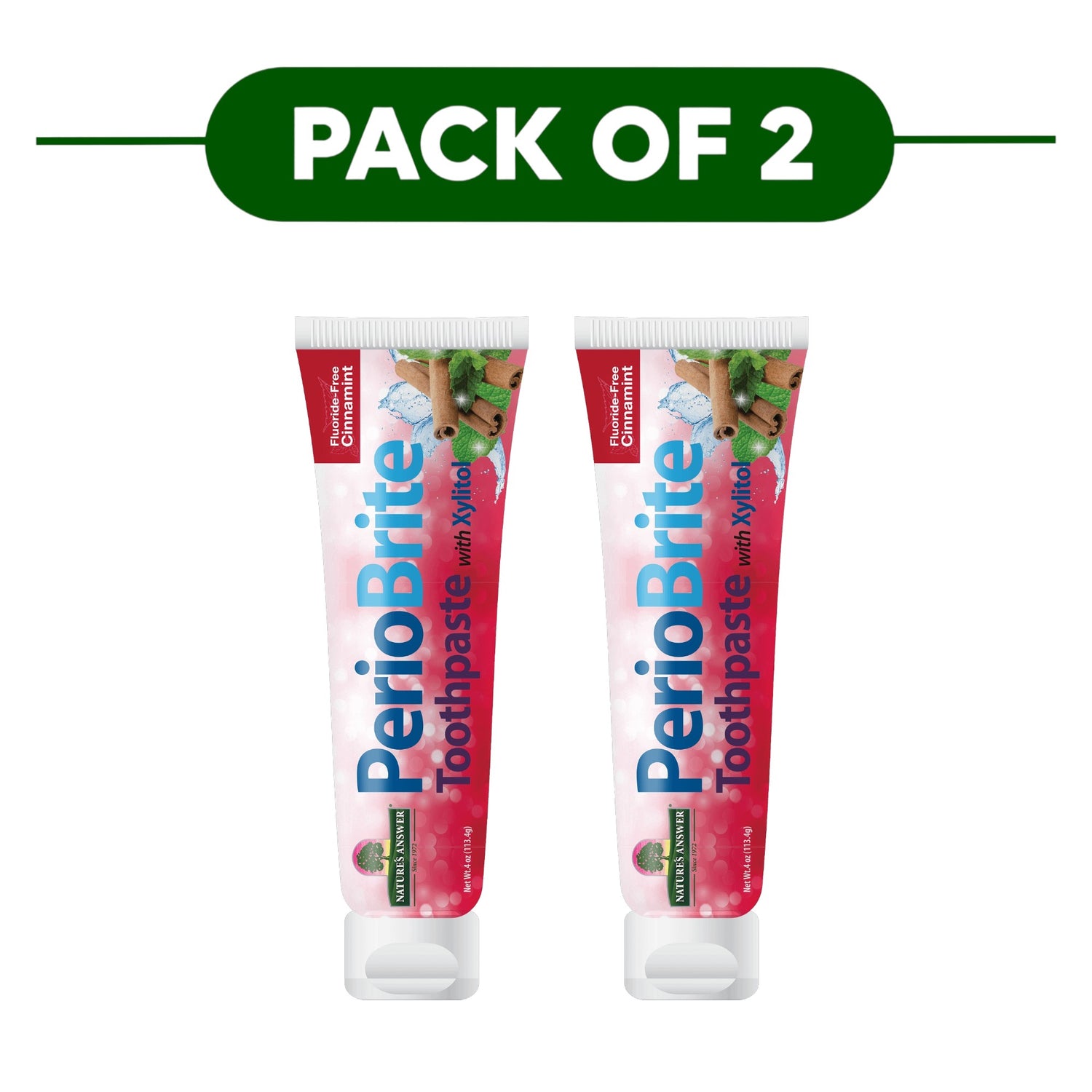 Nature’s Answer PerioBrite Cinnamint Fluoride-Free Toothpaste 113.4g Pack of 2