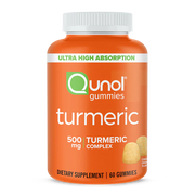 Front image: Qunol Turmeric Curcumin gummies tangerine flavour supplement bottle 500mg 60 count