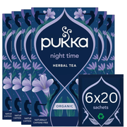 Pukka Organic Night Time Herbal Tea box, 120 sachets, 20g.