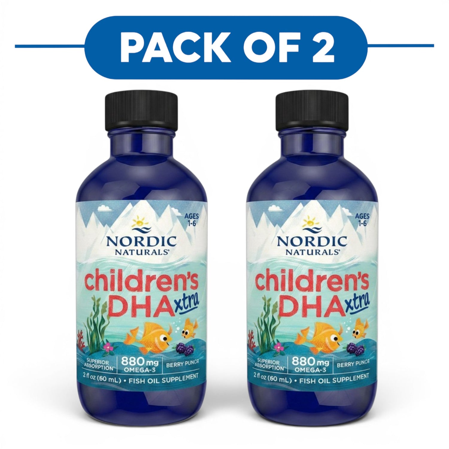 Nordic Naturals Children's DHA Xtra Fish Oil Berry Punch 60ml Pack of 2