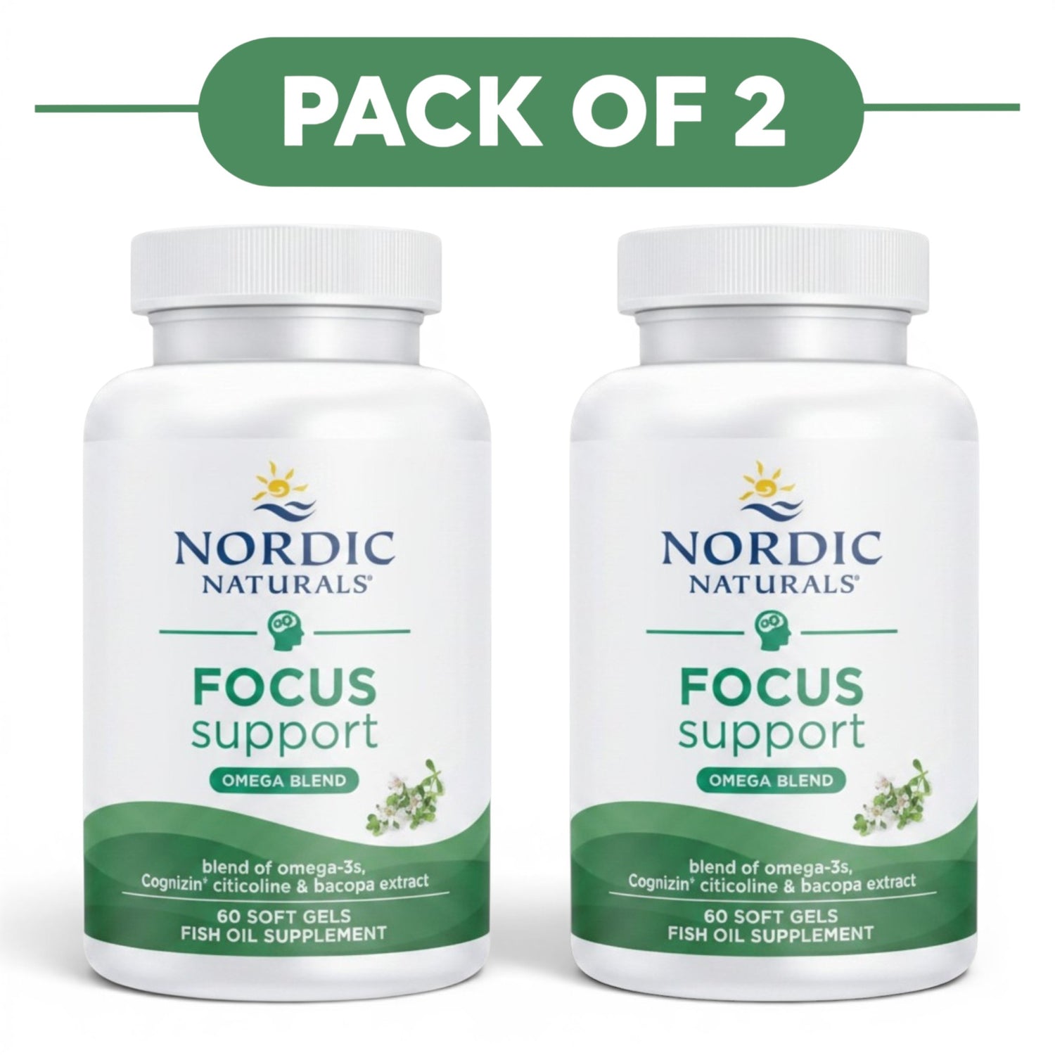 Nordic Naturals Focus Support Omega Blend 60 Soft Gels Pack of 2