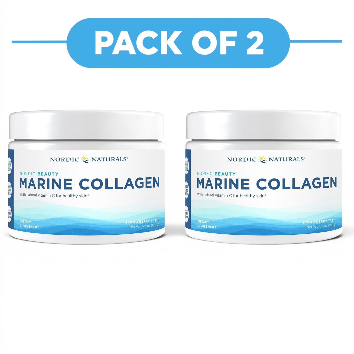 Nordic Naturals Nordic Beauty Marine Collagen Powder Strawberry 150g Pack of 2