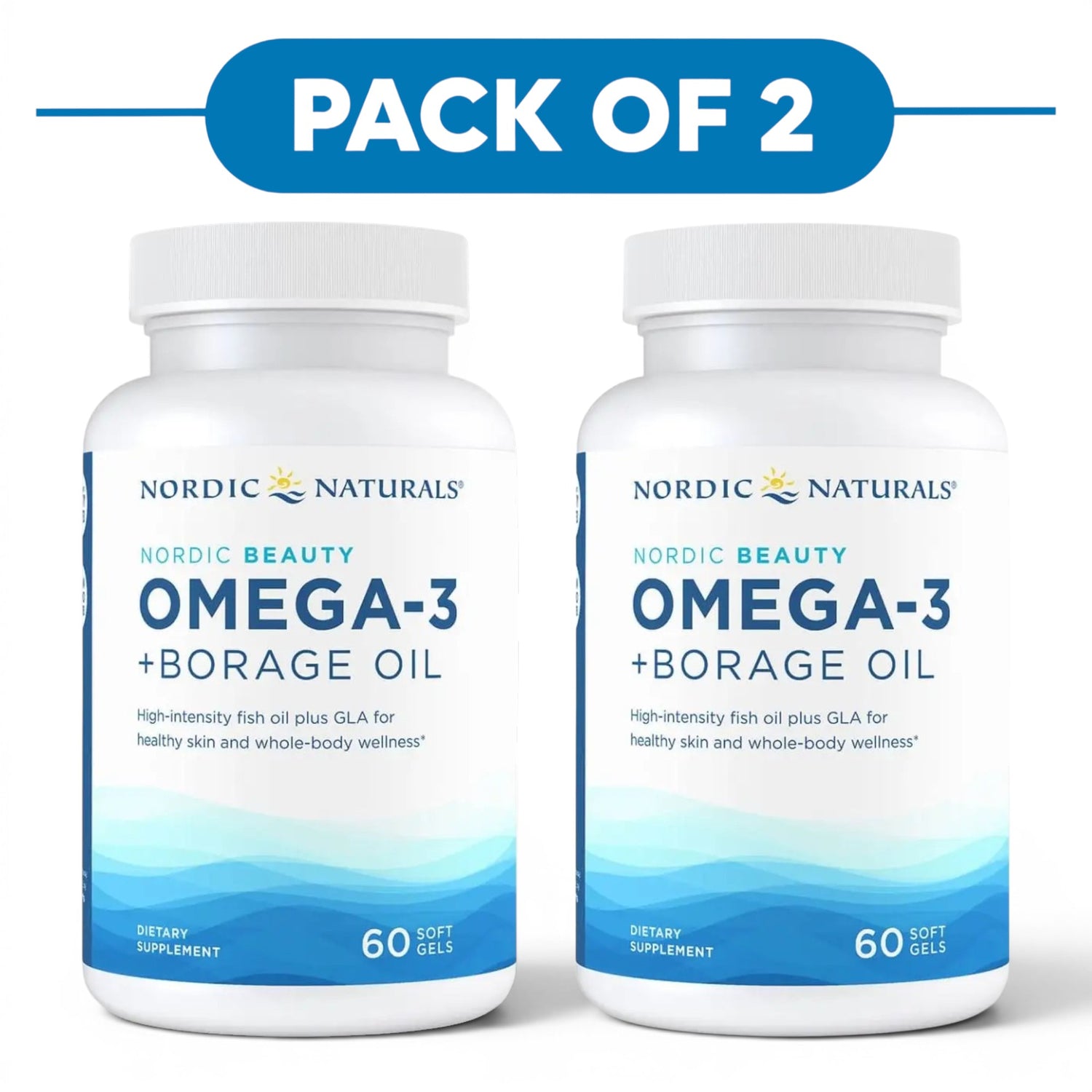Nordic Naturals Nordic Beauty Omega-3 + Borage Oil 60 Soft Gels Pack of 2