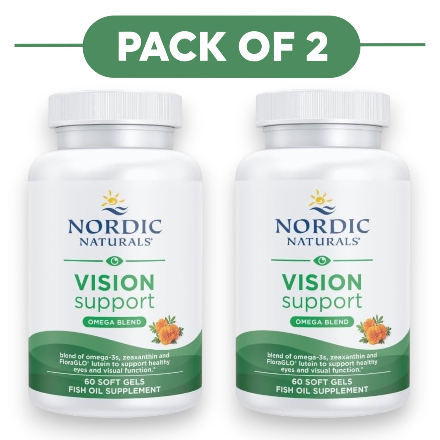 Nordic Naturals Vision Support Omega Blend 1460mg 60 Soft Gels Pack of 2