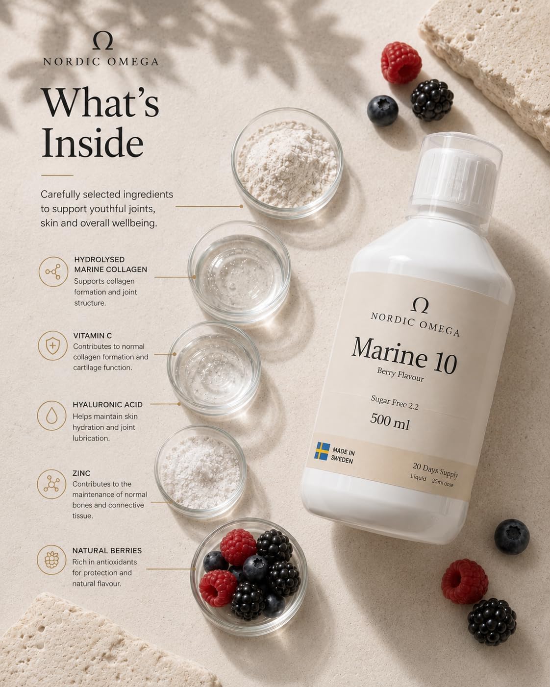 Nordic Omega Marine Collagen 10 Sugar Free Berry Flavour 500ml