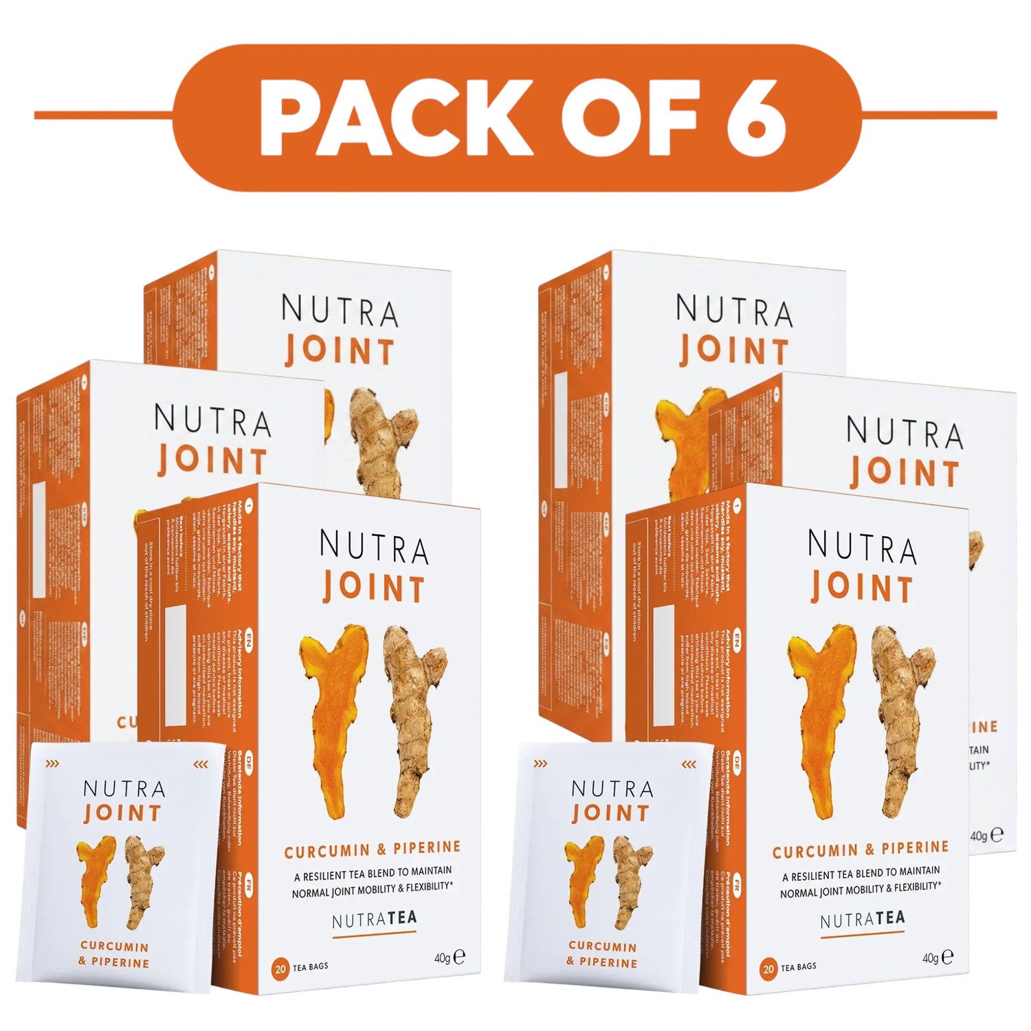 NutraTea NutraJoint Curcumin & Piperine Tea 20 Tea Bags Pack of 6