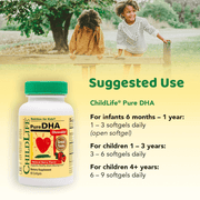 ChildLife Essentials Pure DHA softgels usage instructions kids 90 count