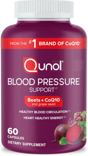 Front image: Qunol Beet Root CoQ10 capsules supplement bottle 60 count
