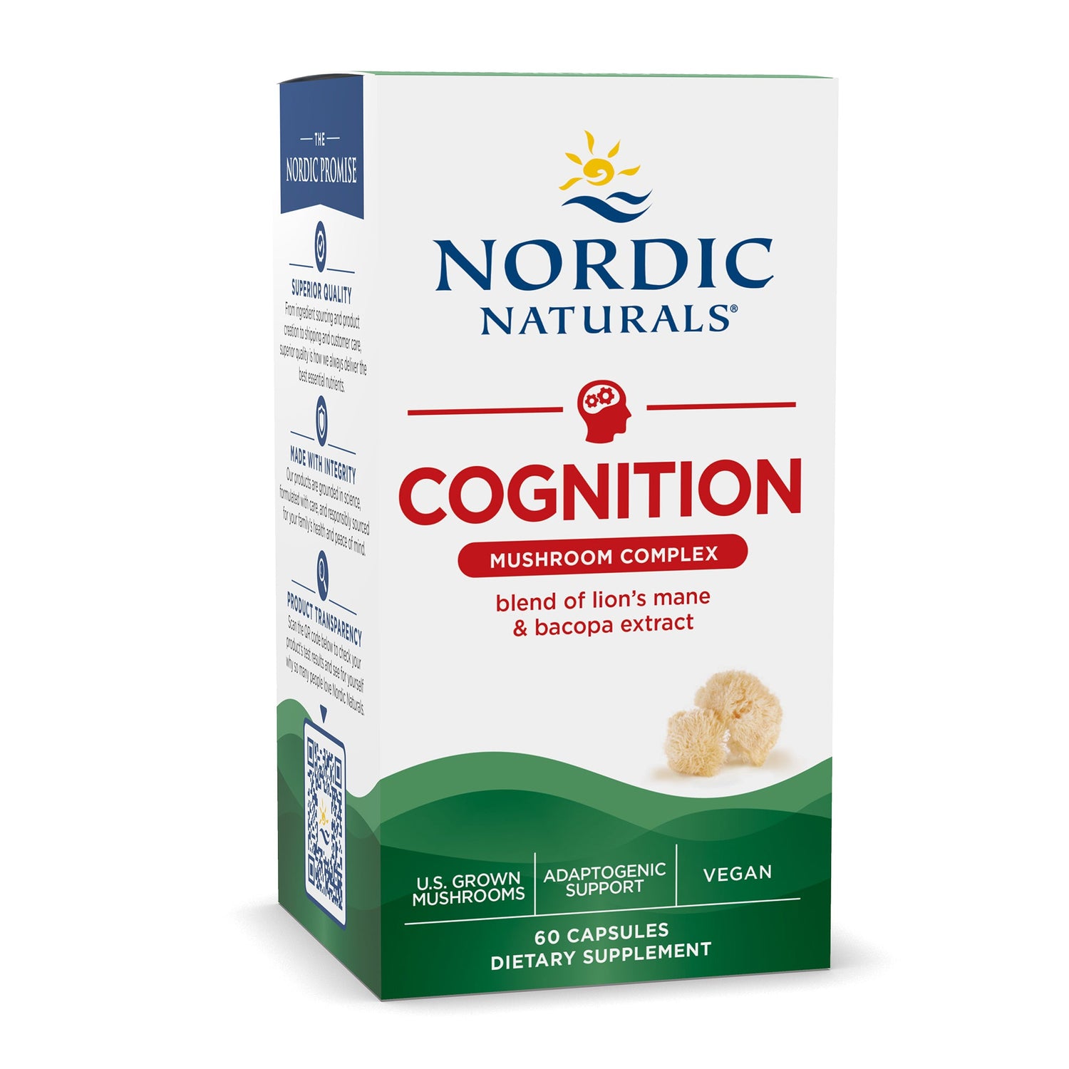 Nordic Naturals Cognition Mushroom Complex box, 60 vegan capsules