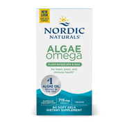Nordic Naturals Algae Omega vegan softgel  box - 60 softgels, white background.