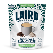 Laird Superfood reduced sugar instant latte 227g non-dairy coffee mix front pouch on white background