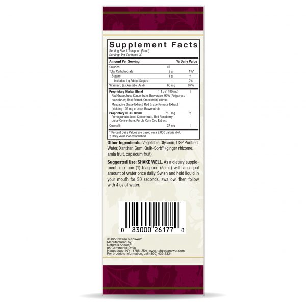 Nature's Answer Alcohol-Free Resveratrol Reserve 150ml barcode packaging