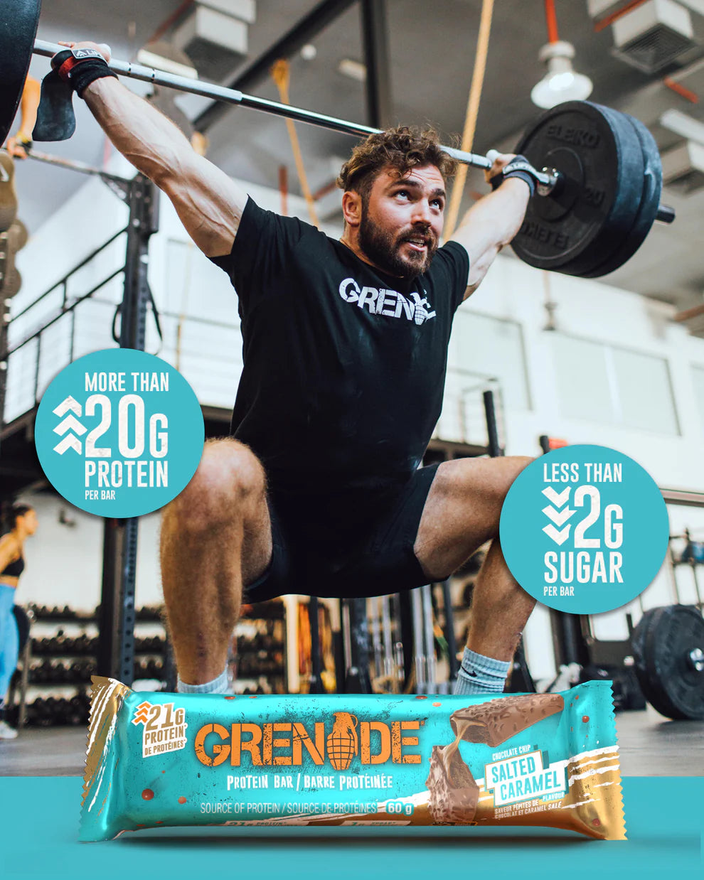 Grenade Chocolate Chip Salted Caramel Protein Bar 12 x 60g protein snack bars ready for everyday use