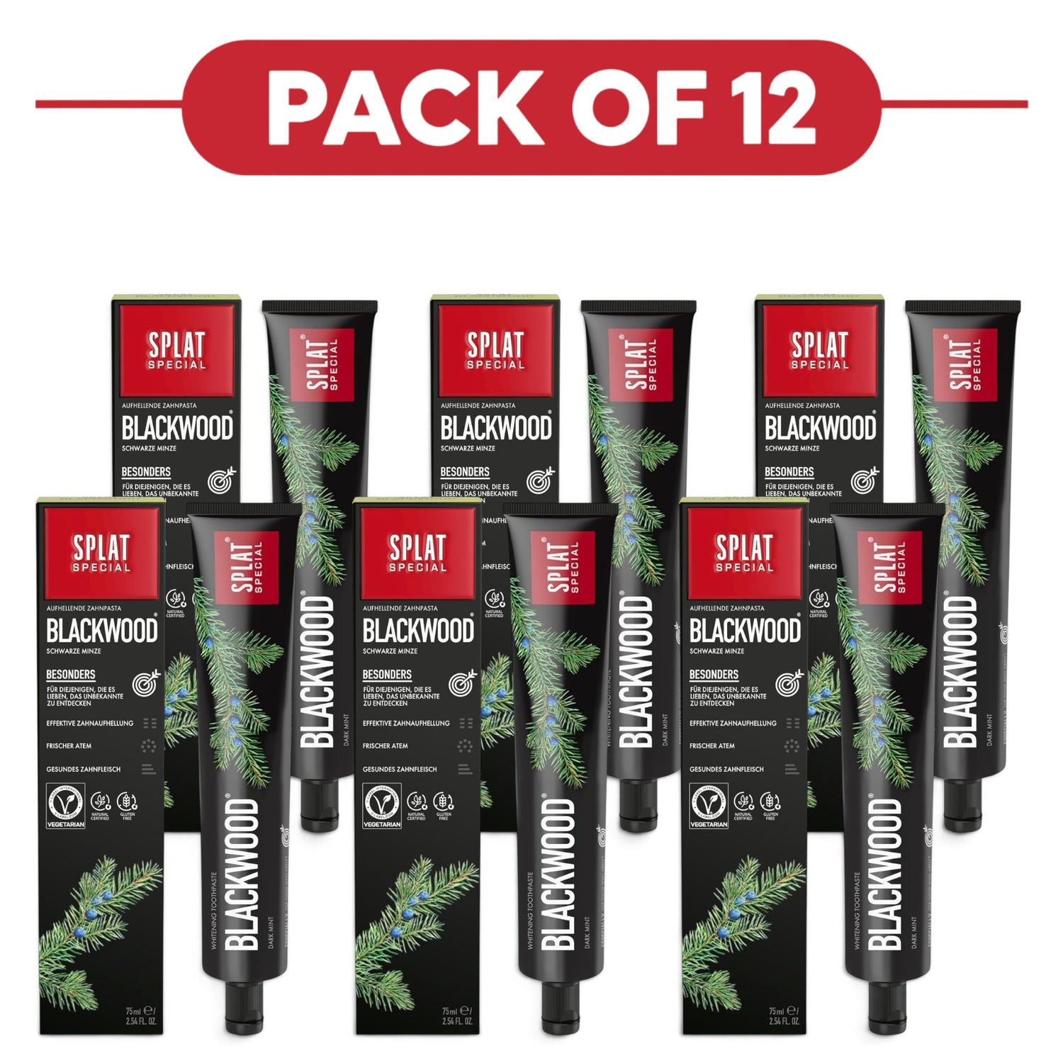 SPLAT Special Blackwood Activated Charcoal Whitening Toothpaste 75ml Pack of 12