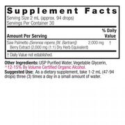 Nature’s Answer Saw Palmetto Berry Liquid Extract 60ml supplement information panel