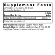 Nature’s Answer Shiitake Mushroom Alcohol-Free Liquid Extract 30ml supplement facts label