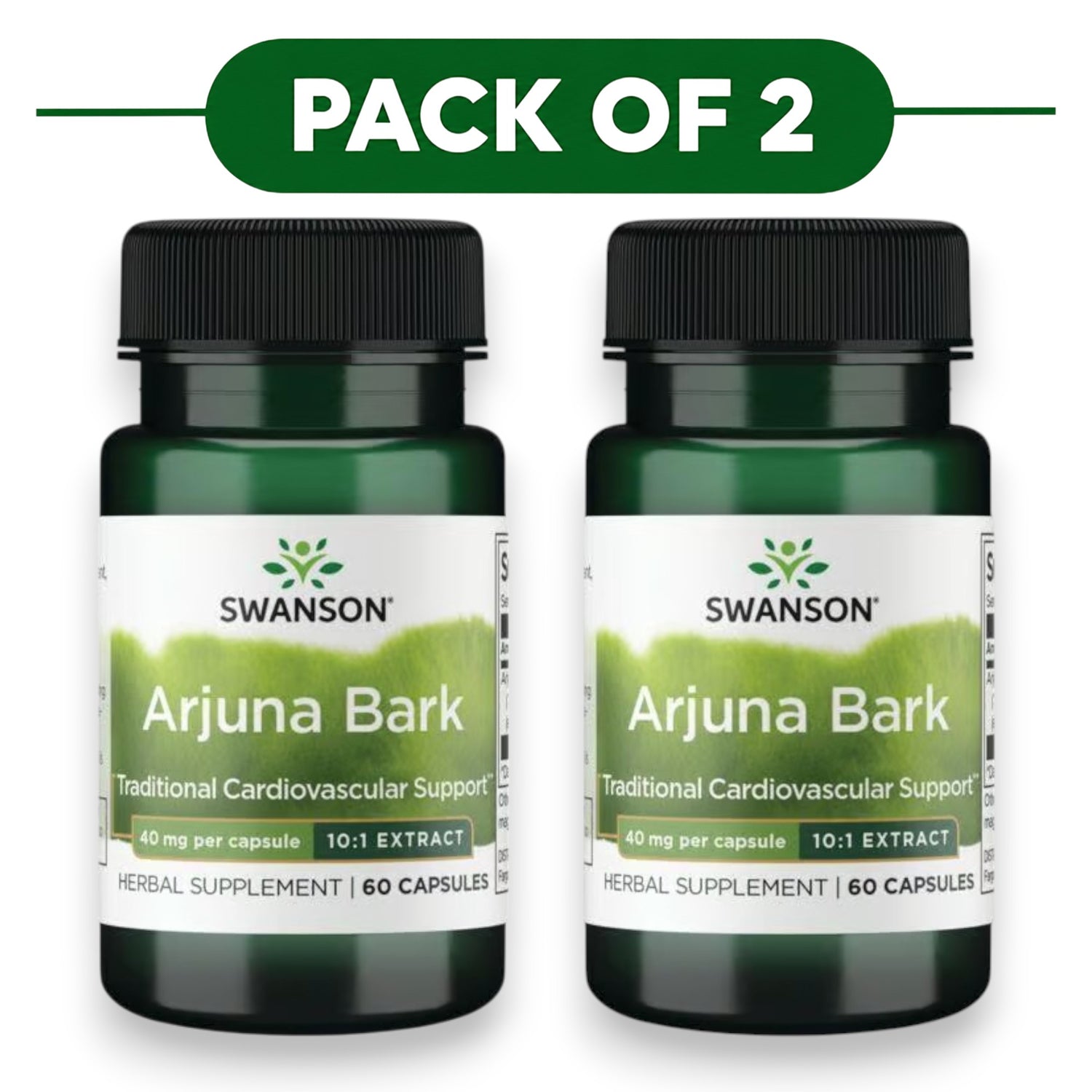Swanson Arjuna Bark 10:1 Extract 40mg 60 Capsules Pack of 2