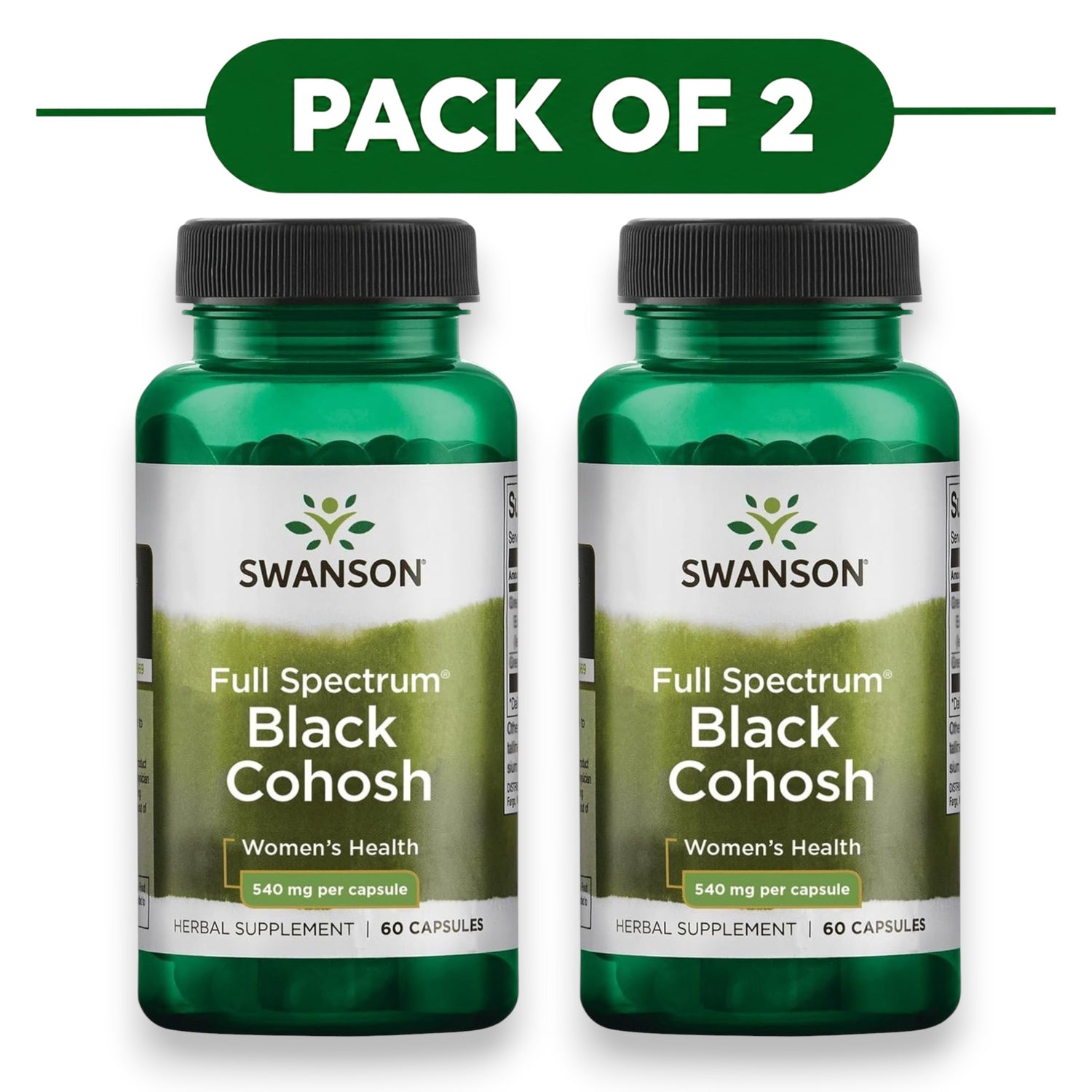 Swanson Full Spectrum Black Cohosh Root 540mg 60 Capsules Pack of 2