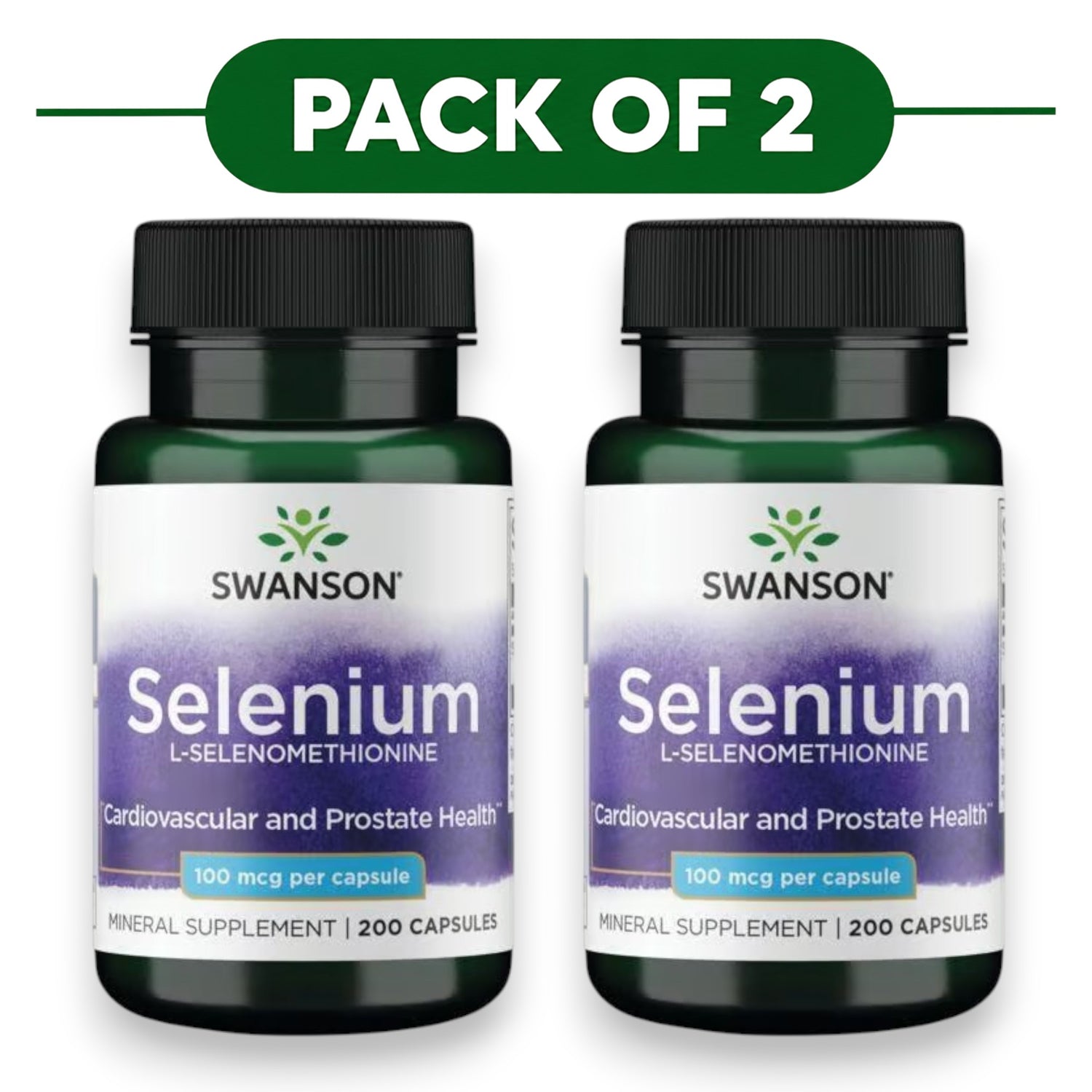 Swanson Selenium L-Selenomethionine 100mcg 200 Capsules Pack of 2