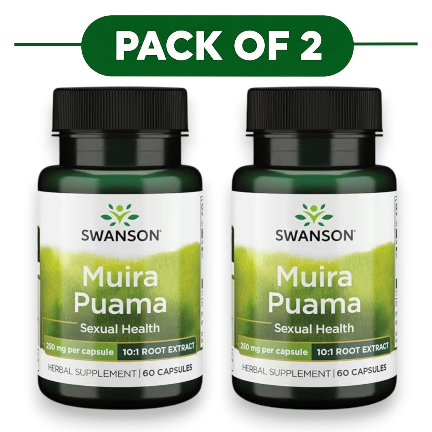 Swanson Muira Puama Root Extract 10:1 250mg 60 Capsules Pack of 2