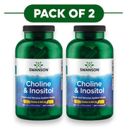 Swanson Choline 250mg & Inositol 250mg Supplement 250 Capsules Pack of 2