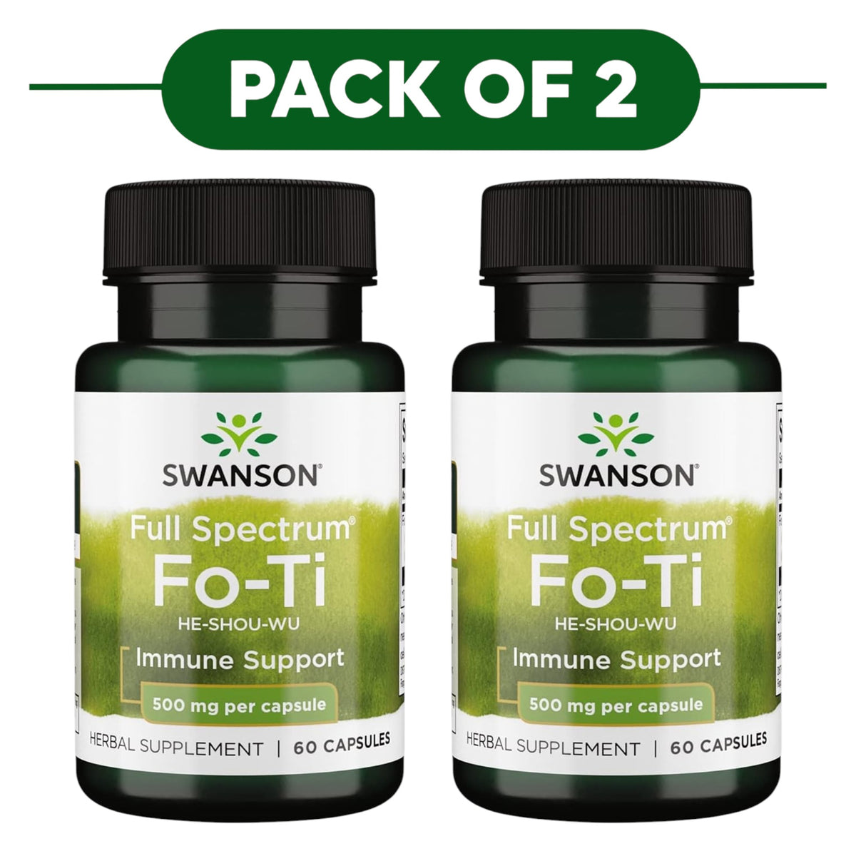 Swanson Full Spectrum Fo-Ti He-Shou-Wu 500mg 60 Capsules Pack of 2