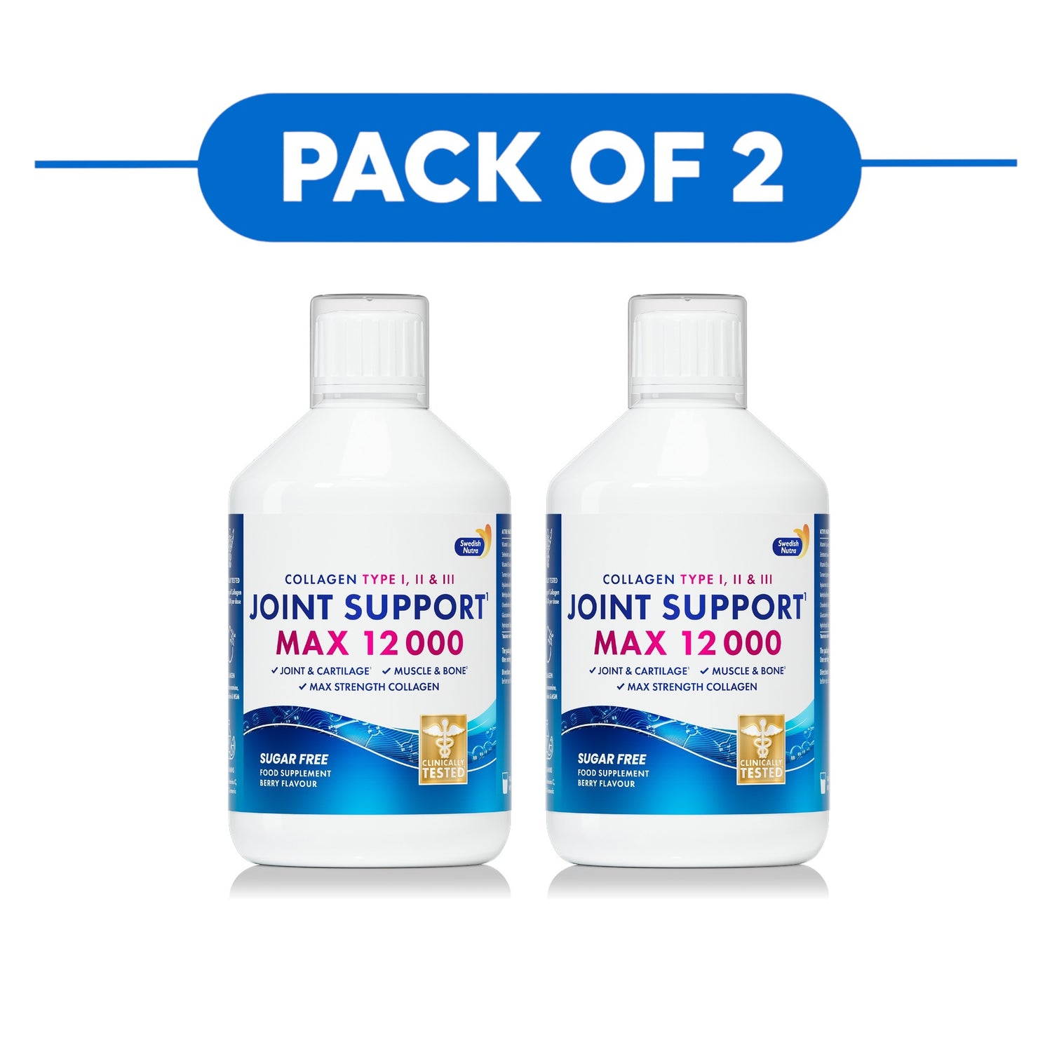 Swedish Nutra Collagen Joint Support MAX Liquid 500ml Pack of 2