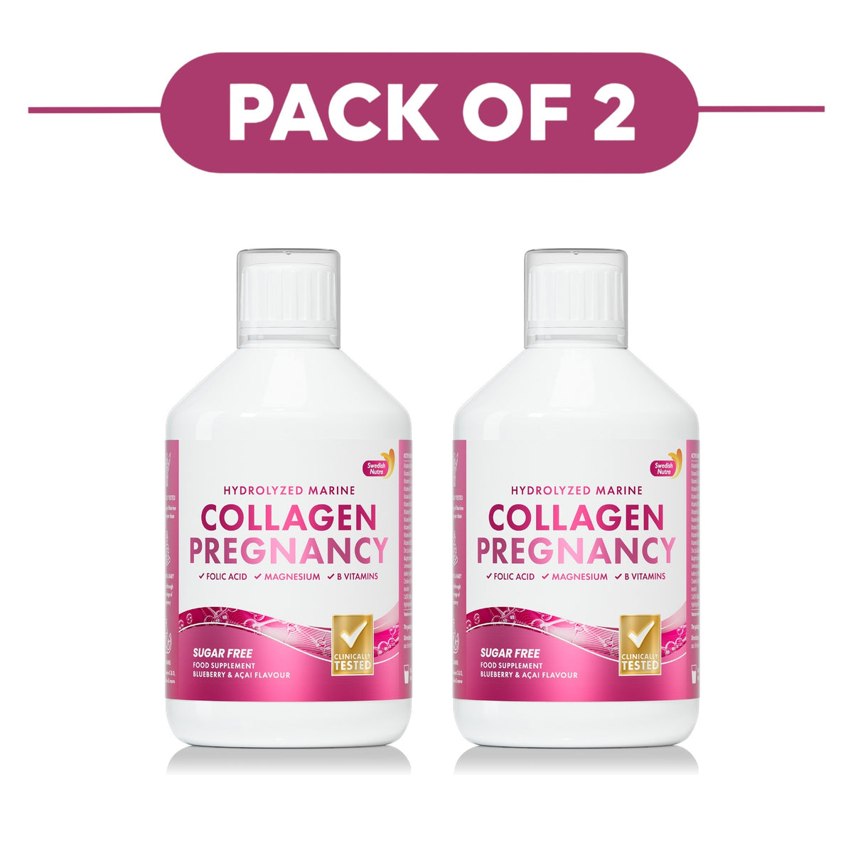 Swedish Nutra Collagen Pregnancy Blueberry & Acai 500ml Pack of 2