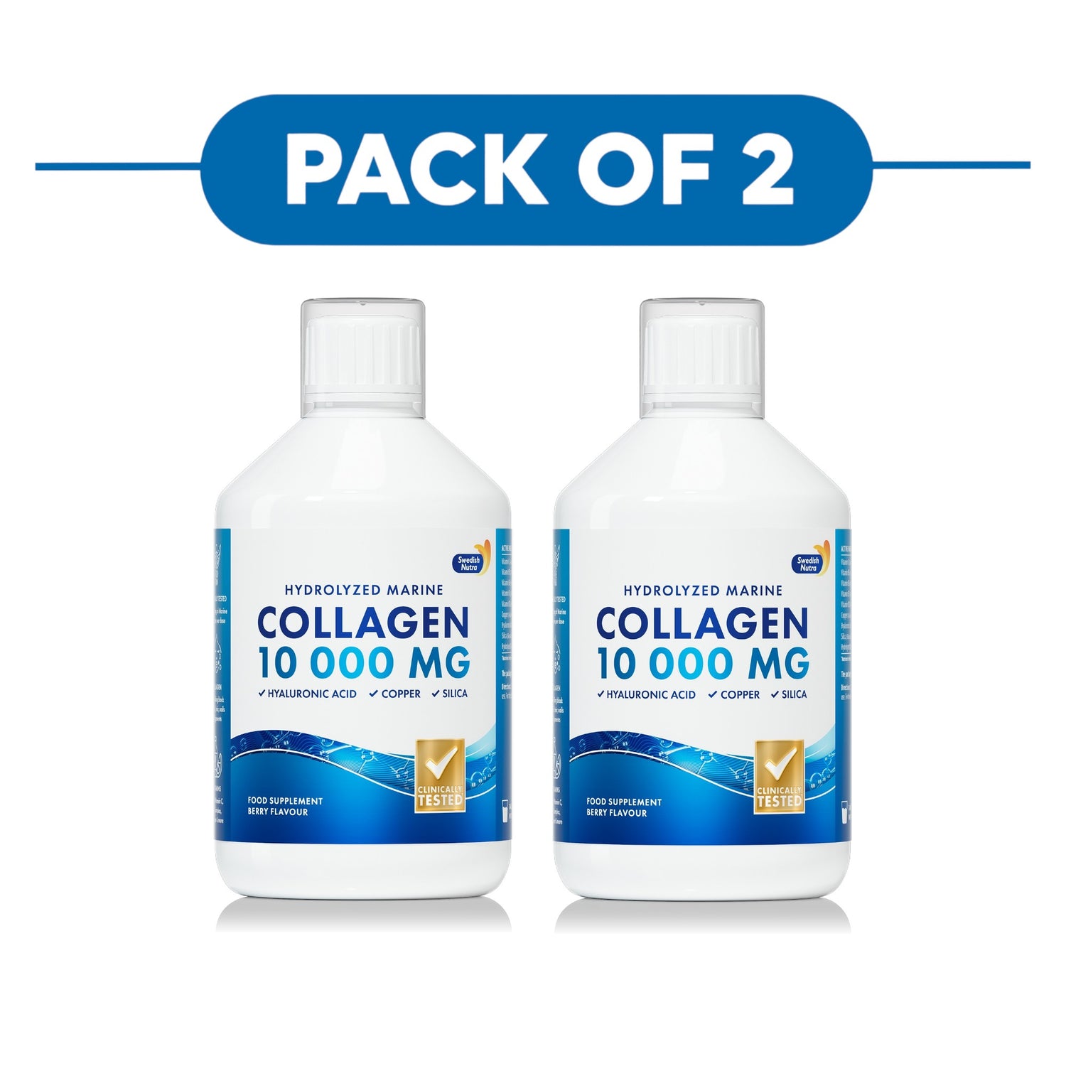 Swedish Nutra Marine Collagen 10000mg Liquid Berry 500ml Pack of 2