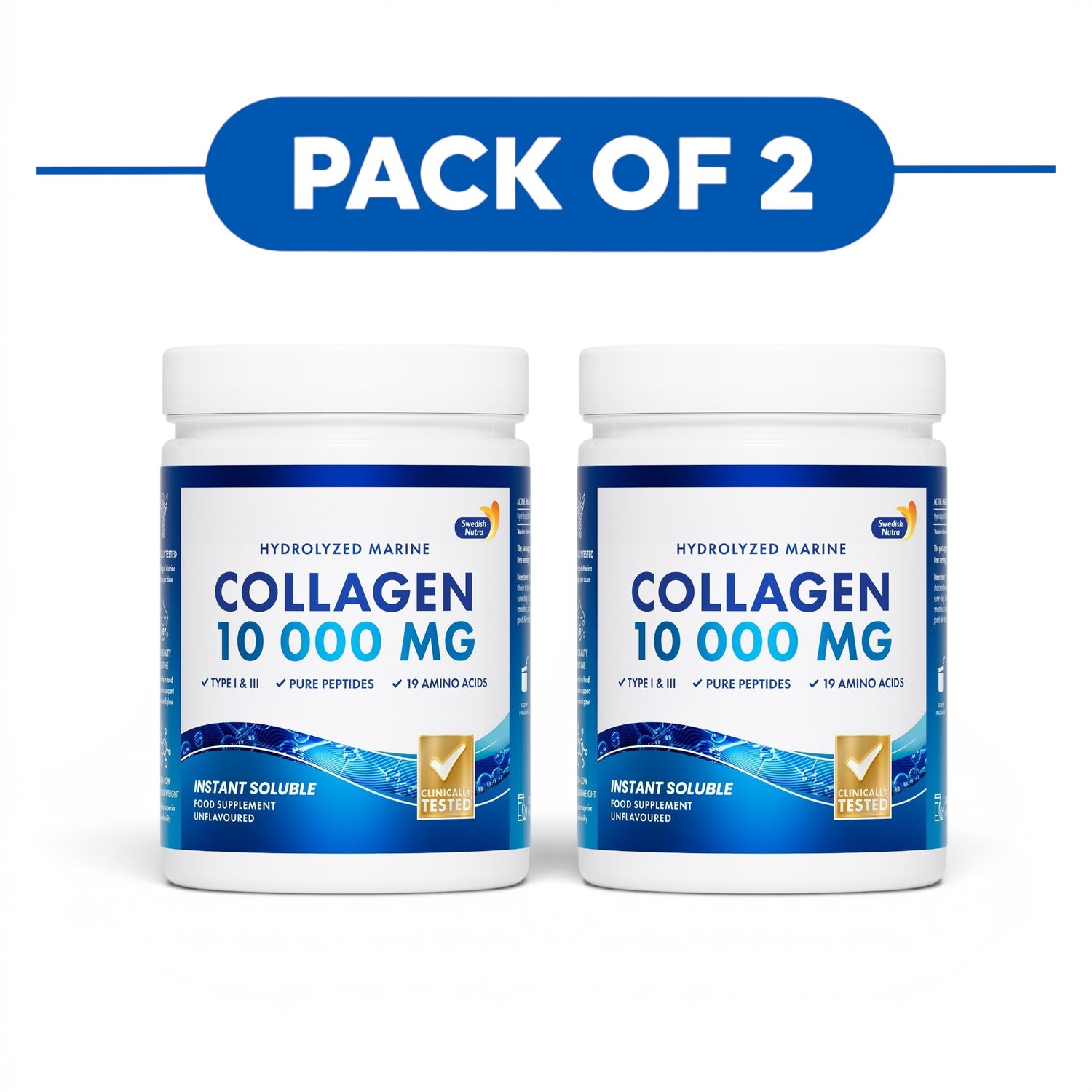 Swedish Nutra Marine Collagen 10000mg Powder 500g Pack of 2