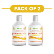 Swedish Nutra Vitamin C D3 Zinc Liquid Orange 500ml Pack of 2