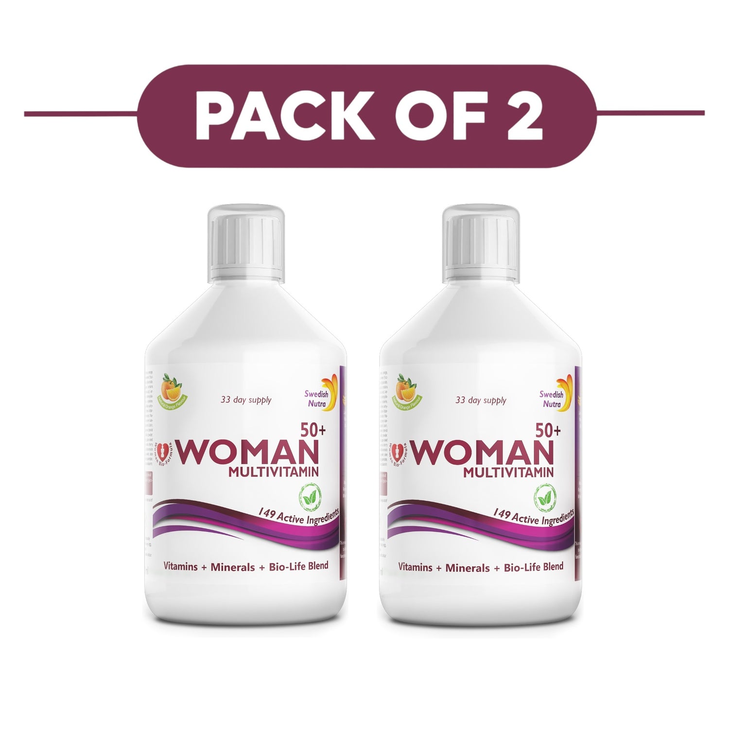 Swedish Nutra Woman 50+ Multivitamin Orange Flavour 500ml Pack of 2