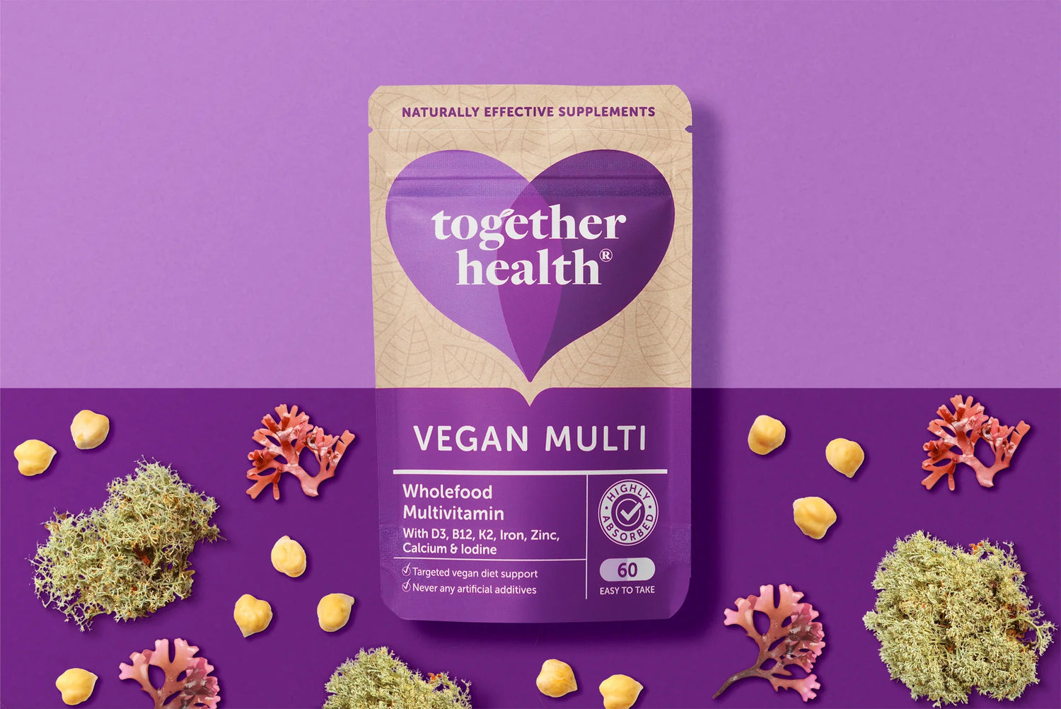 Together Health Veganes Multivitamin mit B12, Eisen, D3, K2 - 60 Kapseln