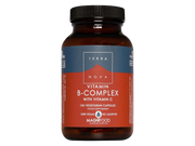 Front image: Terranova B-Complex with Vitamin C capsules bottle vegan 100 count