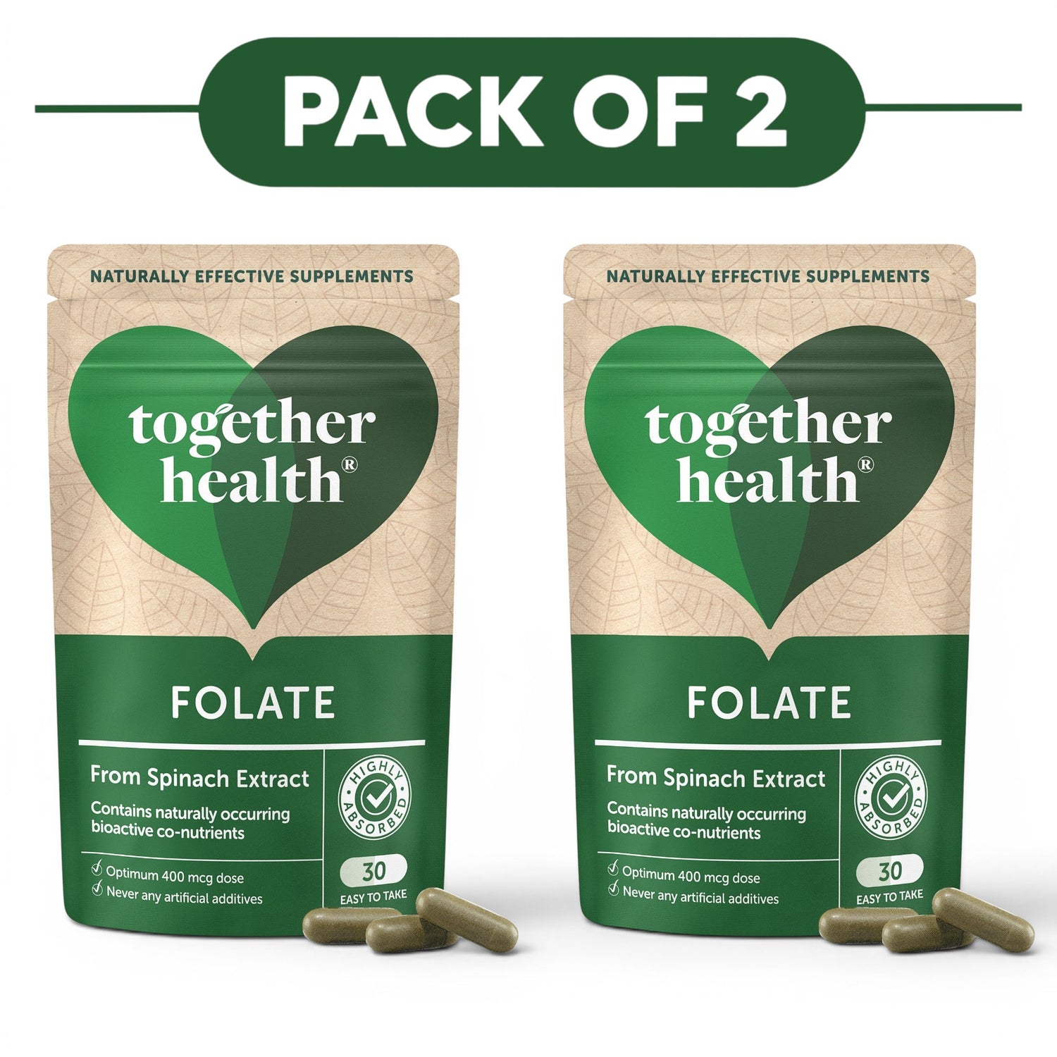 Together Health Folate from Spinach Extract 30 Capsules Pack of 2