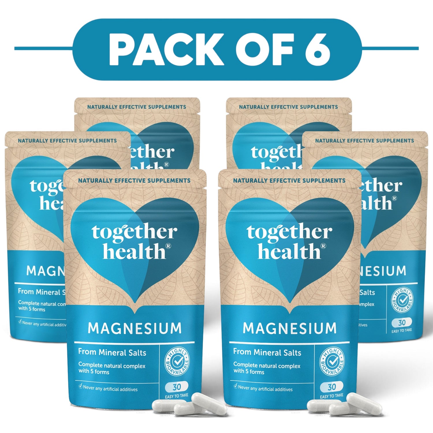 Together Health Magnesium 5 Forms Mineral Salts 30 Capsules Pack of 6