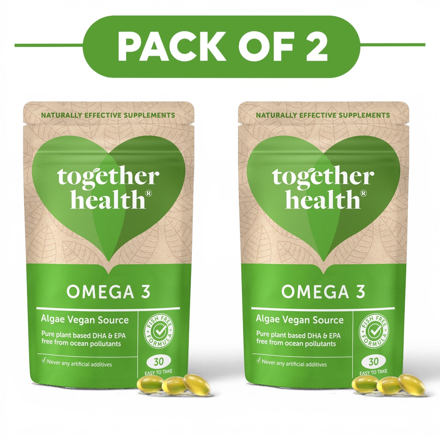 Together Health Omega 3 Algae Vegan Source 30 Softgels Pack of 2