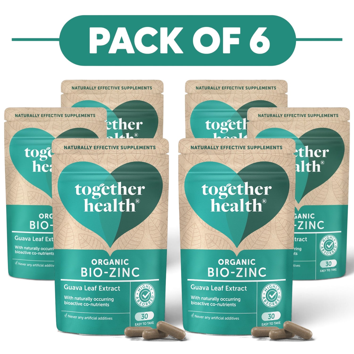 Together Health Organic Bio-Zinc Guava Leaf Extract 30 Capsules Pack of 6