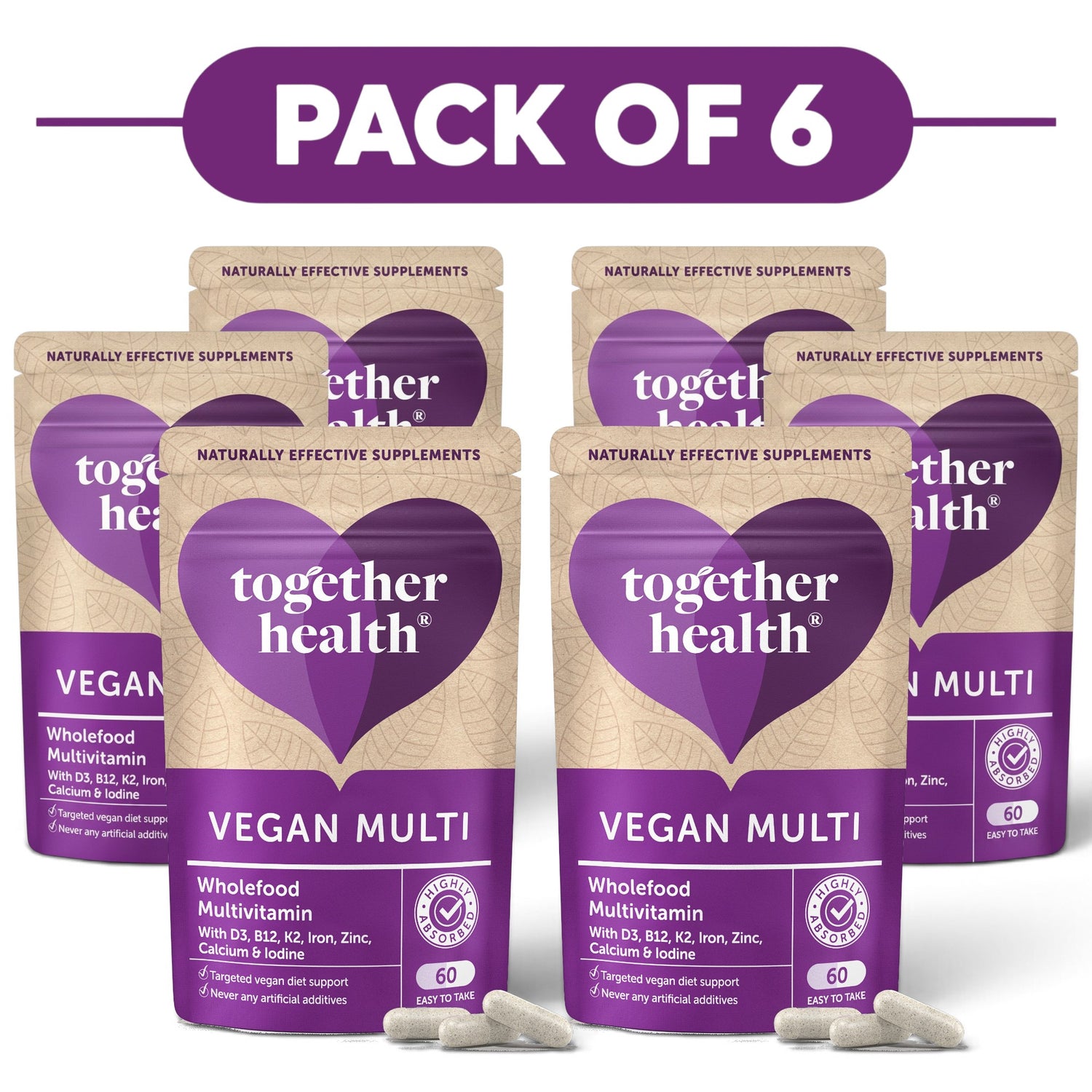 Together Health Vegan Multi Wholefood Multivitamin 60 Capsules Pack of 6